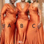 Simple Orange Mismatched Sleeveless Mermaid Long Bridesmaid Dresses Online, WGM431