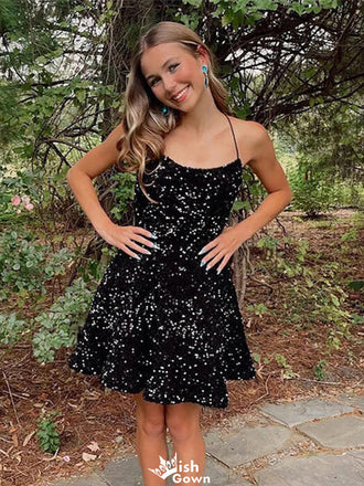 Sexy Scoop Spaghetti Strap A-line Short Mini Homecoming Dress,EPT333