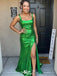 Glowing Green Square Mermaid Side Slit Long Sleeveless Long Party Prom Dresses,Evening Dress Online, WGP779