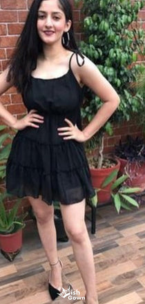 Casual Spaghetti Strap A-line Short Mini Homecoming Dress,EPT559