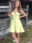 Elegant Yellow Spaghetti Strap Ball Gown Square Popular Cheap Short Homecoming Dresses, EPT289