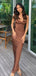 Elegant Brown Spaghetti Strap Mermaid Long Prom Dress Ideas, Evening Party Dresses,WGP1734