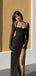Sexy Black Long Sleeve Mermaid Side Slit Long Prom Dress Ideas, Evening Party Dresses,WGP1759