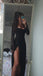 Sexy Black Long Sleeve Mermaid Side Slit Long Prom Dress Ideas, Evening Party Dresses,WGP1759