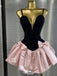 Elegant Spaghetti Strap V-neck A-line Short Mini Homecoming Dress,EPT578