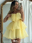 Elegant Yellow Strapless Ball Gown Popular Cheap Short Homecoming Dresses, EPT296