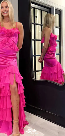 Elegant Spaghetti Strap Mermaid Unique Long Prom Dress Ideas, Evening Party Dresses,WGP1169