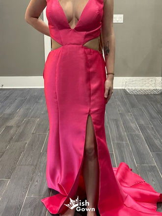 Sexy Deep V-neck Mermaid Long Prom Dress Ideas, Evening Party Dresses,WGP1774