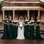 Sexy Green Mermaid Off Shoulder Maxi Long Wedding Guest Bridesmaid Dresses,WGM185
