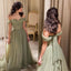 Gorgeous Green A-line Off Shoulder Maxi Long Evening Prom Dresses,WGP271