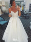 Elegant Spaghetti Straaps V Neck Applique Popular Bridal Long Wedding Dresses, WDH103