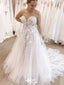 Simple Strapless Sleeveless Applique With Train Popular Bridal Long Wedding Dresses, WDH105