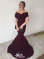 Sexy Burgundy Mermaid Off Shoulder Maxi Long Party Prom Dresses,WGP284