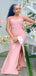 Gorgeous Pink Mermaid Sweetheart Cap Shoulder Sleeveless Side Slit Popular Cheap Maxi Long Wedding Guest Bridesmaid Dresses,WGM308