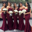 Charming Red Mermaid Sweetheart Popular Cheap Maxi Long Wedding Guest Bridesmaid Dresses,WGM325