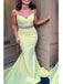 Elegant Yellow Mermaid Spaghetti Straps V Neck Cheap Maxi Long Party Prom Gowns,Evening Dresses,WGP428