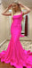 Elegant Pink Mermaid Spaghetti Straps Square Cheap Maxi Long Party Prom Gowns,Evening Dresses,WGP446