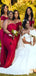 Mismatched Red Mermaid Popular Cheap Maxi Long Wedding Guest Bridesmaid Dresses,WGM259