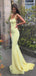 Elegant Yellow Mermaid Spaghetti Straps V Neck Long Formal Prom Gowns,Evening Dresses,WGP381