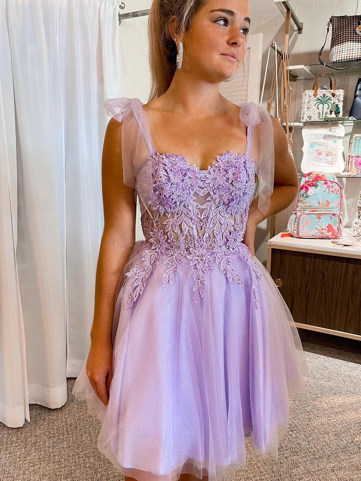 Elegant Purple Straps Sweetheart Sleeveless Applique Cheap Short Homecoming Dresses, EPT147