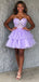 Gorgeous Purple Sweetheart Sleeveless Lace Ruffle Cheap Short Homecoming Dresses, EPT171