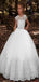Lovely Round The Neck Cap Shoulder Applique Ball Gown Little Long Flower Girl Dresses, Wedding Flower Girl Dresses, FGD026