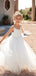 Elegant Tulle Spaghetti Straps Sleeveless Lace Applique Little Long Flower Girl Dresses, Wedding Flower Girl Dresses, FGD030