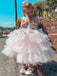Lovely Ball Gown One Shoulder Sleeveless Applique Ruffle Little Long Flower Girl Dresses, Wedding Flower Girl Dresses, FGD033