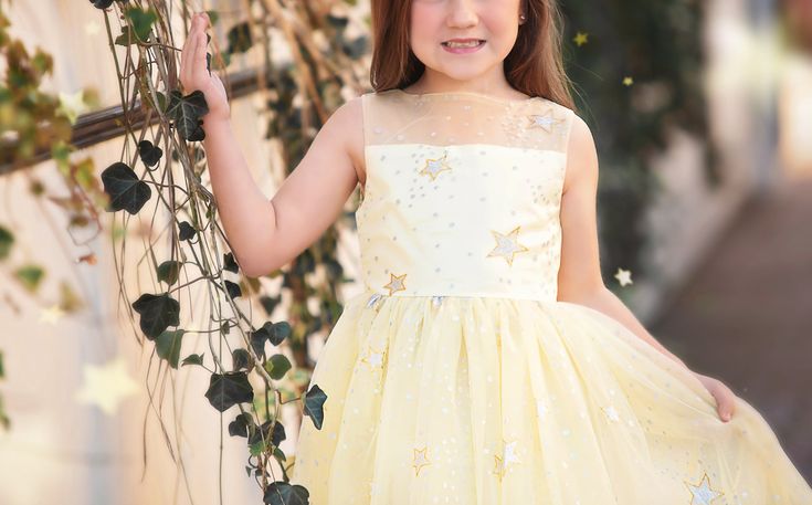 Lovely Light Yellow Round Neck Sleeveless Sequin Little Long Flower Girl Dresses, Wedding Flower Girl Dresses, FGD035