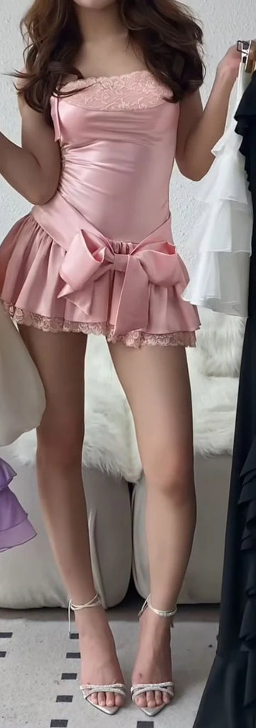 Elegant Pink Halter Strap A-Line Short Homecoming Dresses For Birthday Party, EPT705