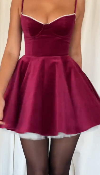 Elegant Red Spaghetti Strap A-Line Short Homecoming Dresses For Birthday Party, EPT682