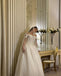 Floral White Off-Shoulder A-Line Long Wedding Dresses With Sweep Trailing,WDH186