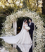 Elegant White Off-Shoulder A-Line Long Wedding Dresses With Sweep Trailing,WDH182