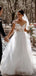 Romantic Tulle Cap Shoulder V Neck Applique Popular Bridal Long Wedding Dresses, WDH095