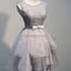 Grey organza unique freshman Dillards modest homecoming prom dress,BD0002