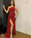 Sexy Mermaid One Shoulder High Slit Maxi Long Evening Prom Dresses,WGP268