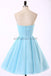 Junior Cute Cheap Straight Neckline Light Blue homecoming dresses, CM0018