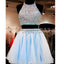 New Arrival two pieces halter sparkly backless crop tops freshman homecoming prom gowns dress,BD00116