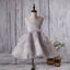 Cute Light Grey Organza Bustled Flower Little Girl Dresses, Cheap Flower Girl Dresses, FG057 - Wish Gown