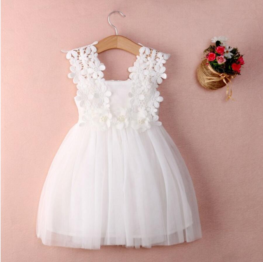 Cute V Neck Tulle Ivory Mini Flower Girl Dresses, Weding Cheap Little Girl Dresses, FGS019 - Wish Gown
