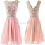 Fashion Blush Pink Beaded Chiffon cute graduation homecoming dresses, BD00194