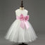 Ivory Online Princess Flower Girl Dresses, Weding Little Girl Dresses with Pink Bow, FGS024