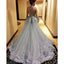 Charming High Neck Long Sleeve See Through Back Grey Affordable Long Prom Dress Gown, WG266 - Wish Gown