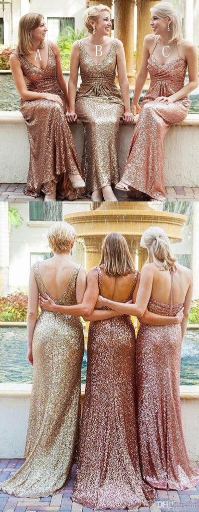 Popular Sequin Mismatched Mermaid Cheap Long Wedding Party Bridesmaid Dresses, WG306