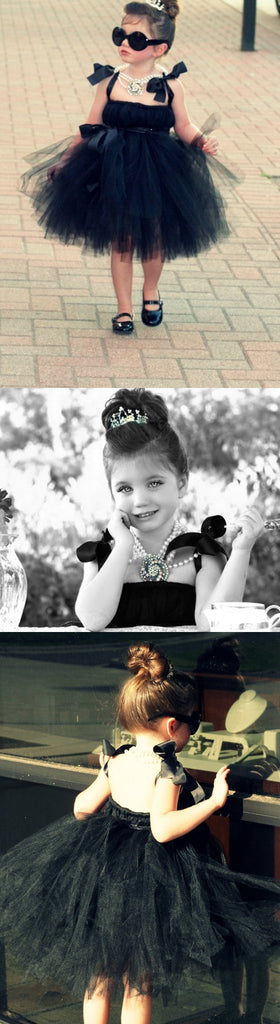 Cool Black Tulle Little Girl Dresses, Affordable Flower Girl Dresses, Little Black Dress, FG044 - Wish Gown