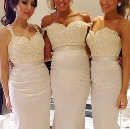 Mermaid Sexy Mismatched Long Lace Top Wedding Bridesmaid Dresses, WG344