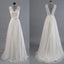 Best Sale Vantage V-Back Lace Top Simple Design Wedding Party Dresses, WD0036 - Wish Gown