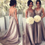 Simple V-Neck Cheap Elegant Long Bridesmaid Wedding Party Dresses, WG397