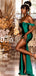 Emerald Mermaid Sexy High Slit Burnt Brown Satin Long Bridesmaid Dresses, WGM012