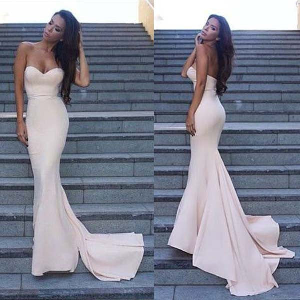 Cheap Simple Sweet Heart Mermaid Sexy Long Bridesmaid Dress, WG419 - Wish Gown